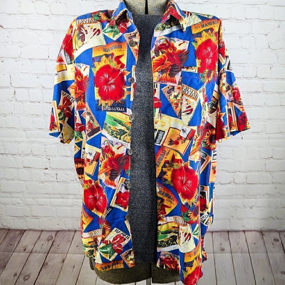 Riggings Blue/Red Hawaiian Shirt S